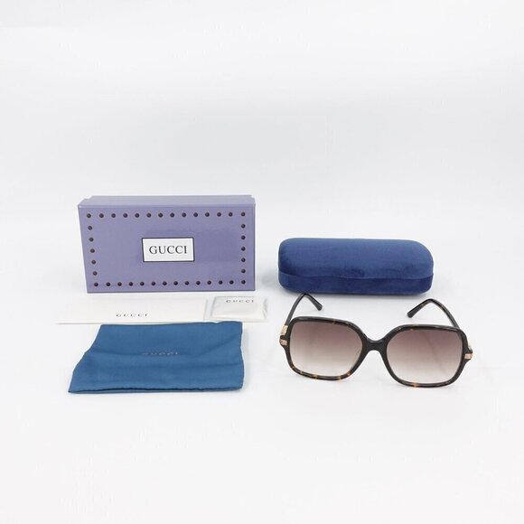 Gucci GG1448 Square Sunglasses Tortoise Brown OS - Picture 5 of 15